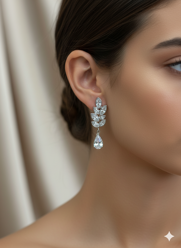 Crystal Leaf Earrings