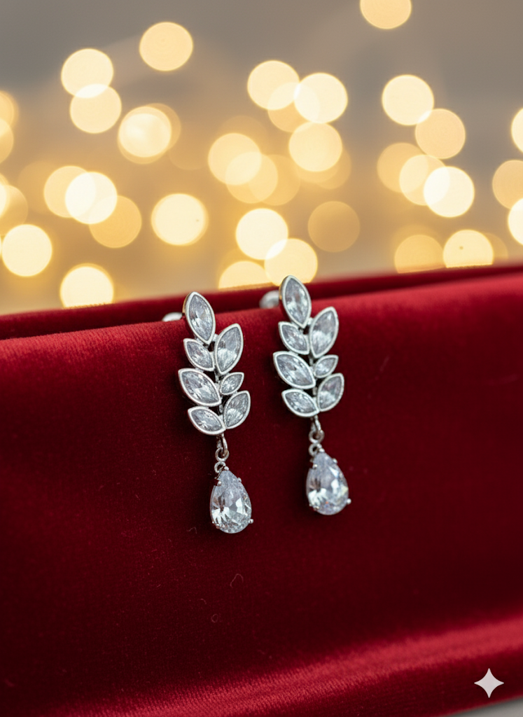 Crystal Leaf Earrings