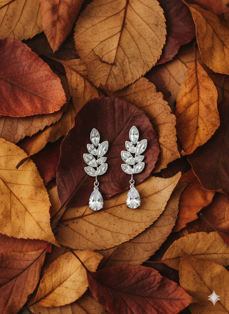 Crystal Leaf Earrings