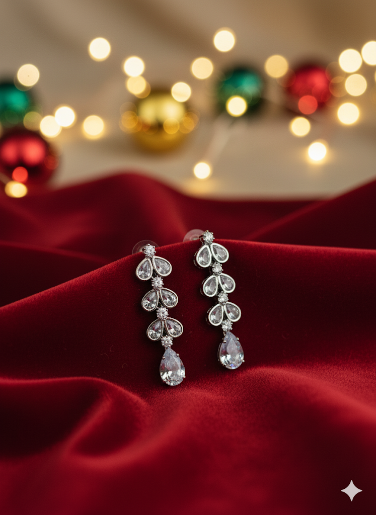 Crystal Leaf Casscade Earrings