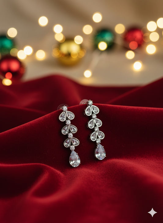 Crystal Leaf Casscade Earrings