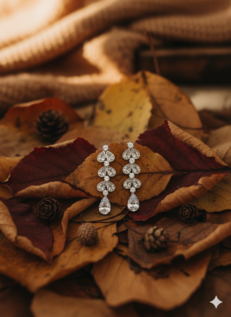 Crystal Leaf Casscade Earrings