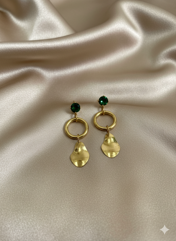 Emerald Petal Drop Earrings