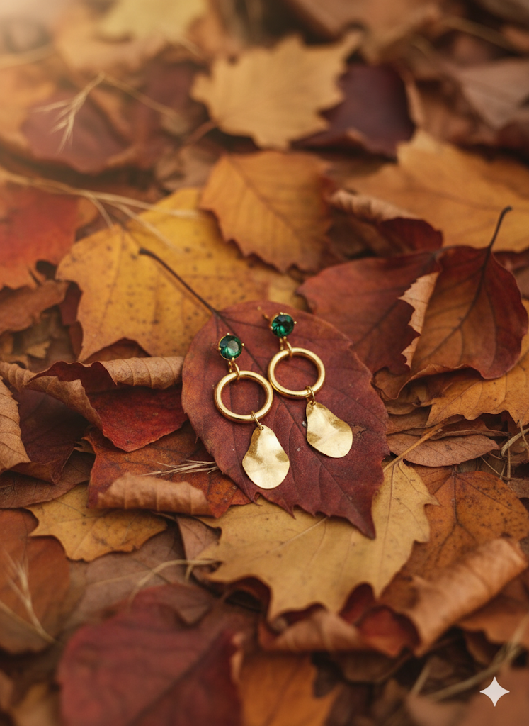Emerald Petal Drop Earrings