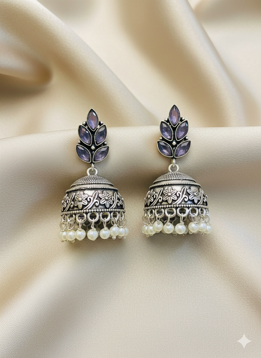Purple Peacock Earrings