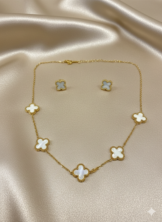 White Blossom necklace with earrings