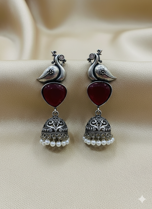 Ruby Peacock Jhumkas