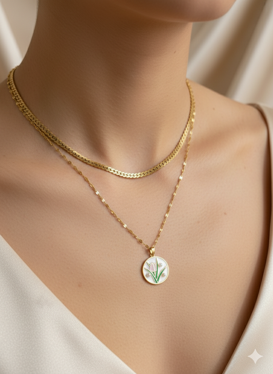 Tulip Garden double chain neckpiece (modn5)