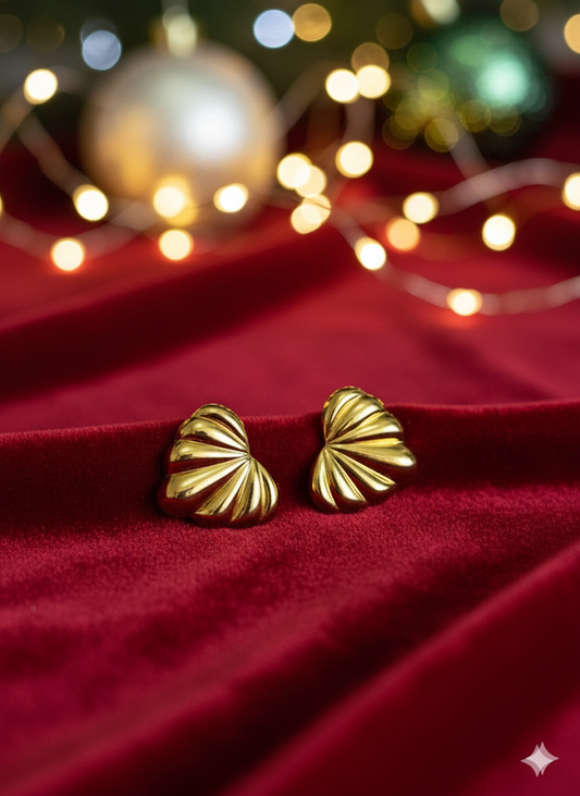Golden Scallop Fan Earrings