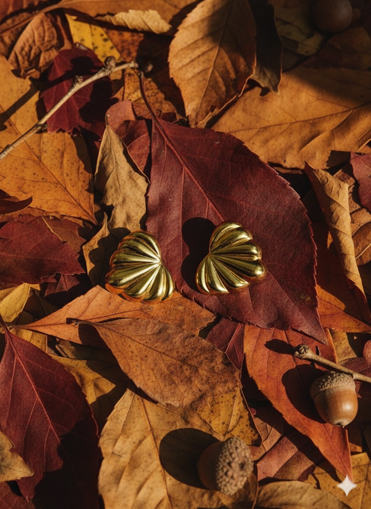 Golden Scallop Fan Earrings