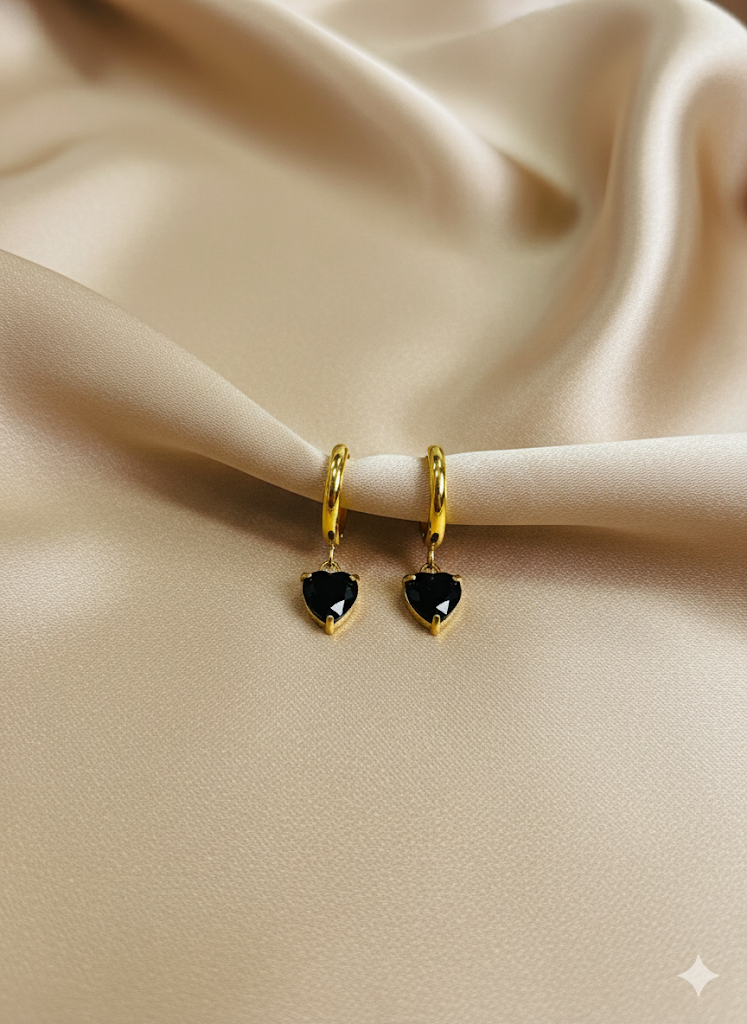 Noir Heart Hoop Earrings