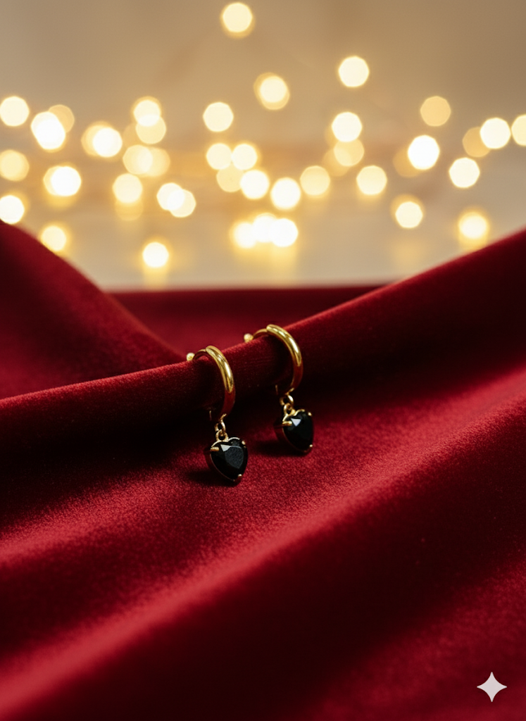 Noir Heart Hoop Earrings