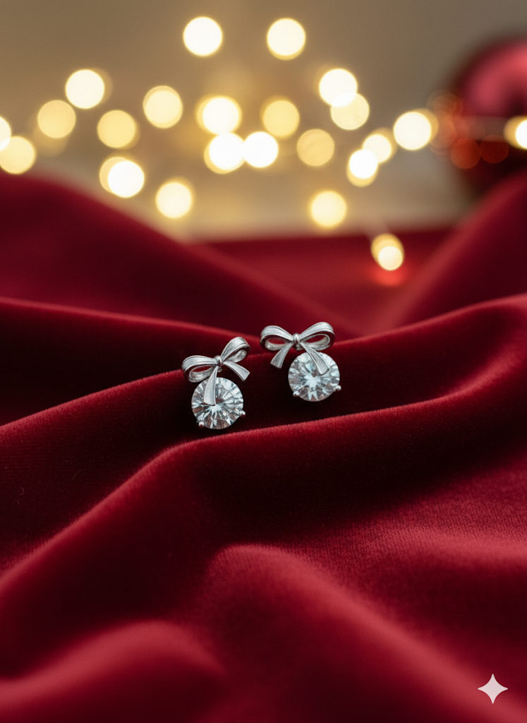 Solitaire Bow Earrings