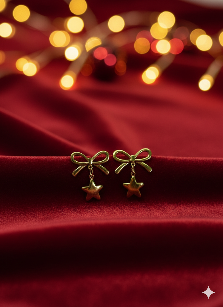 Twinkling Bow & Star Earring