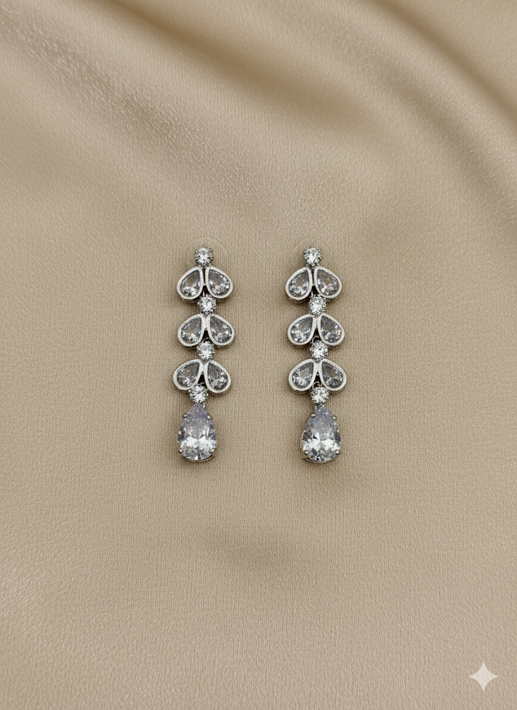 Crystal Leaf Casscade Earrings