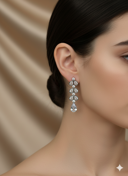Crystal Leaf Casscade Earrings