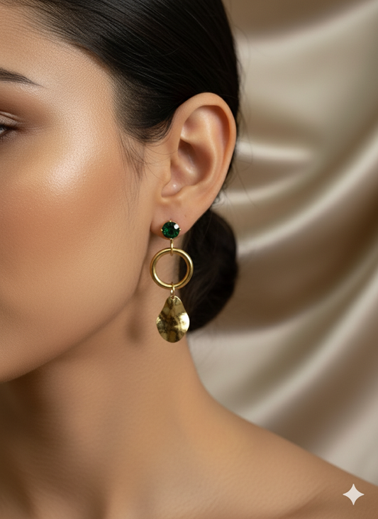 Emerald Petal Drop Earrings