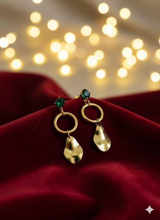 Emerald Petal Drop Earrings