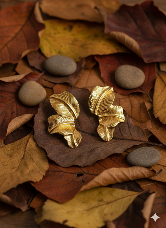 Golden Palma Studs