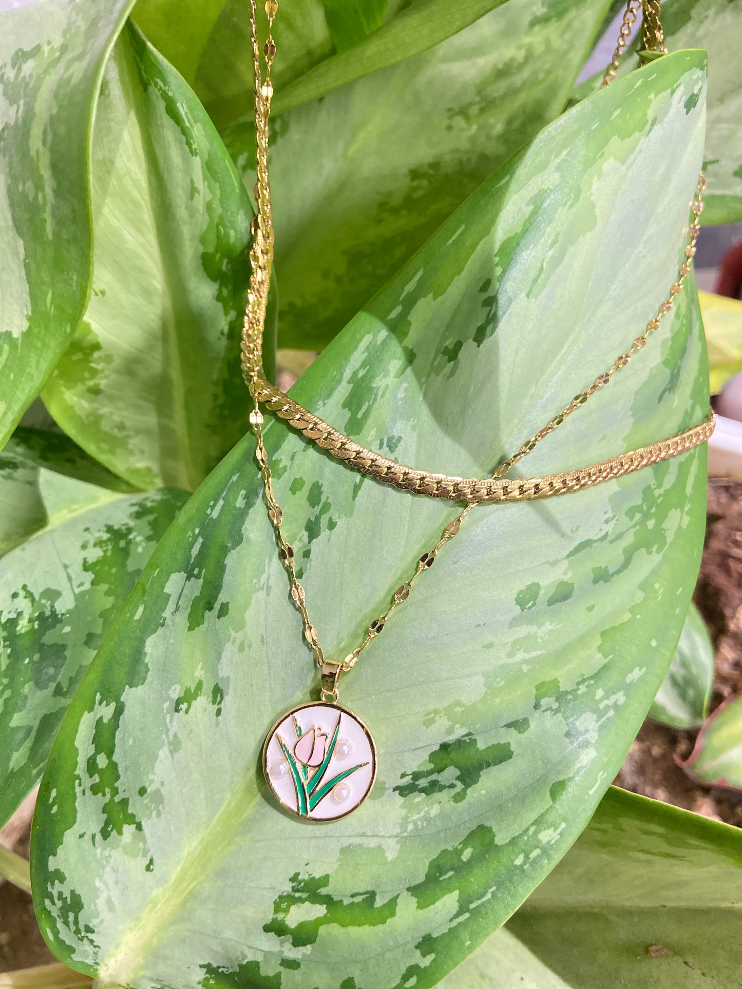 Tulip Garden double chain neckpiece (modn5)