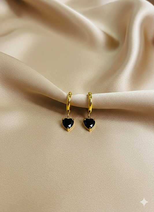 Noir Heart Hoop Earrings