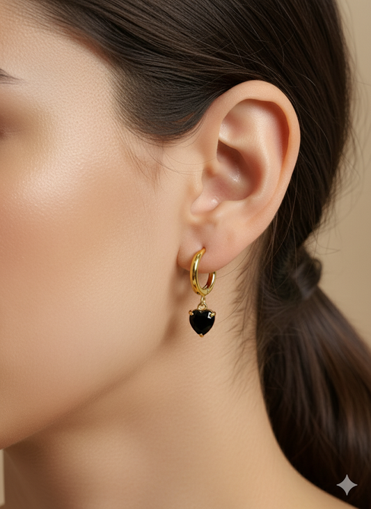 Noir Heart Hoop Earrings