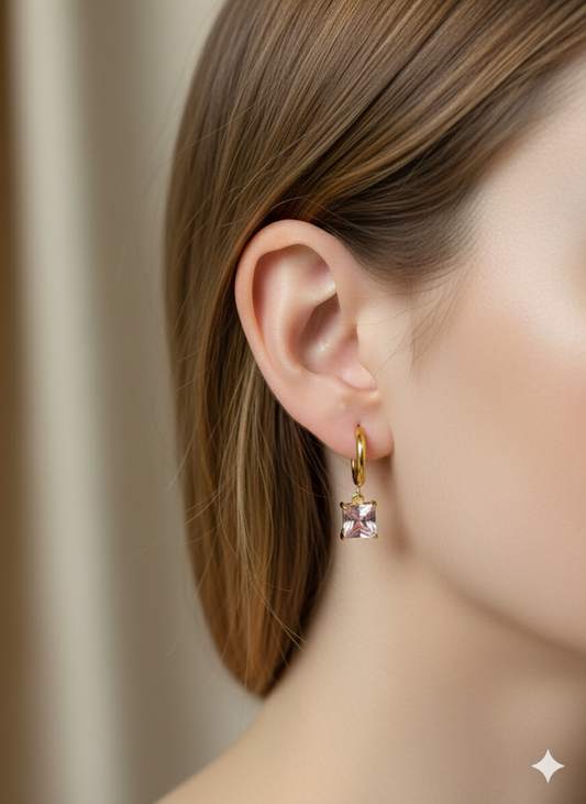 Rose Crystal Dangle Earrings
