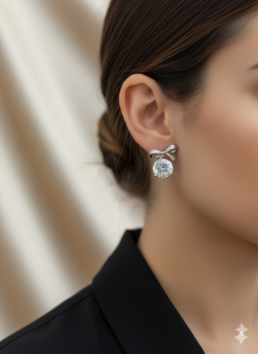 Solitaire Bow Earrings