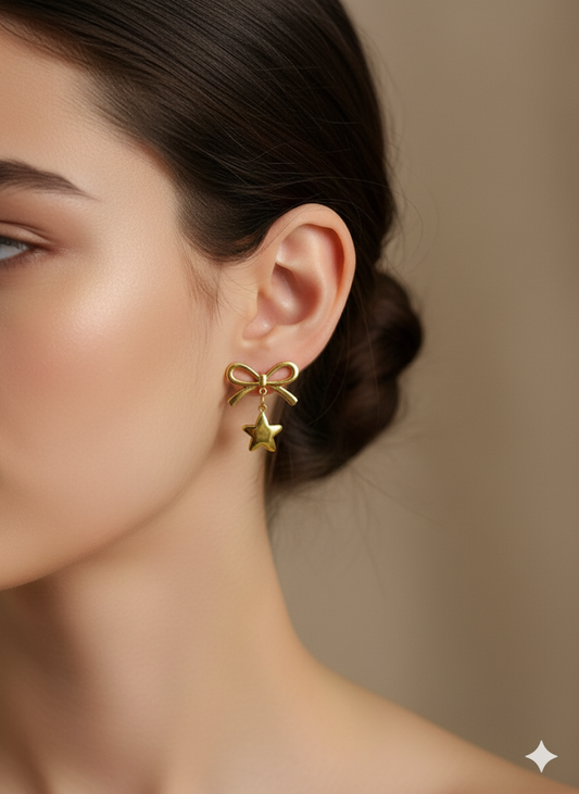 Twinkling Bow & Star Earring