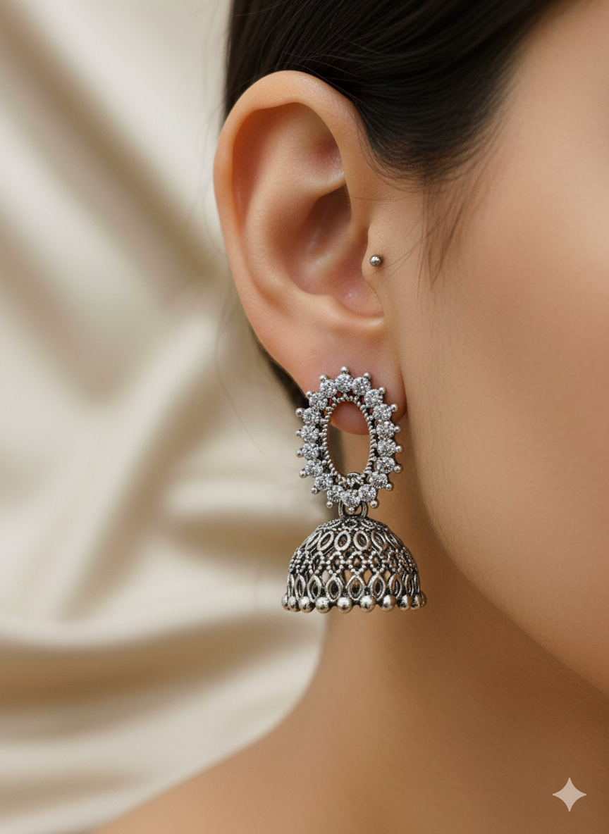 Crystal Oval Jhumka